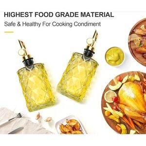 Glass Oil & Vinegar Dispenser Set of 2 Vintage 12oz Bottles & Drizzle Cruets